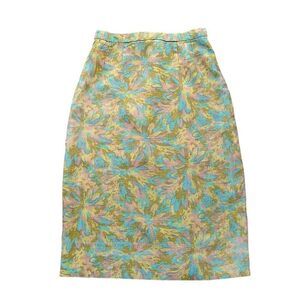 Vintage 1960’s Linen Floral Pencil Skirt